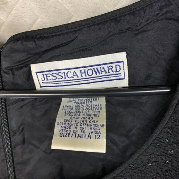 Jessica Howard Womens 12 Sheath Dress Black Cocktail Party Sparkly Sleeveless - Picture 5 of 15